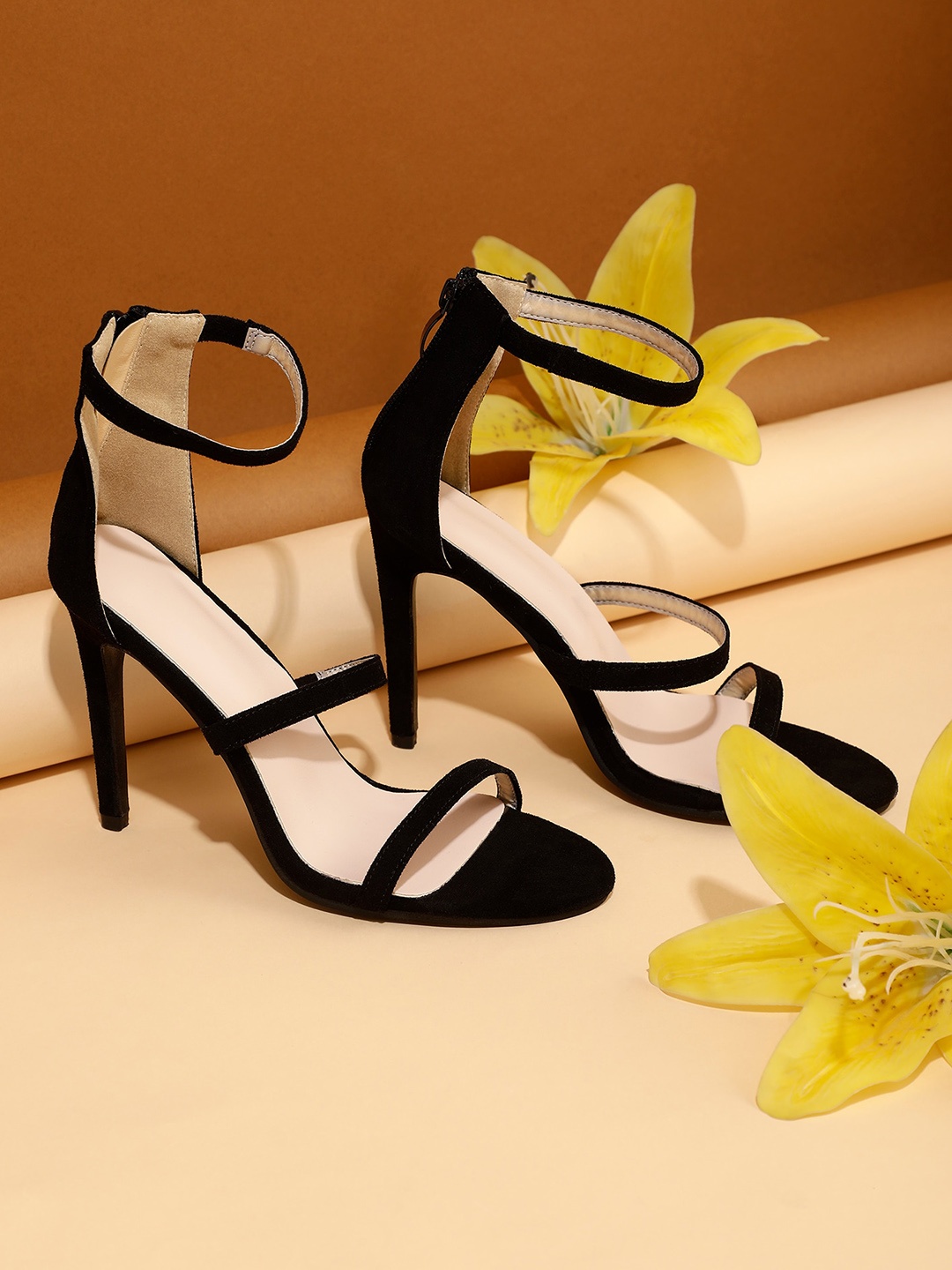 LULU & SKY Open Toe Stiletto Heels, Black