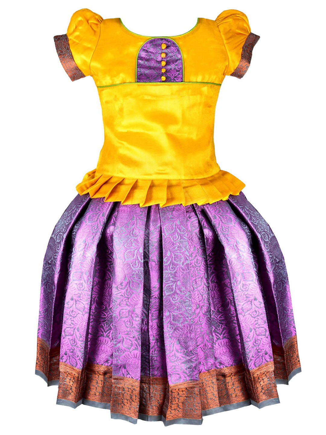 AMIRTHA FASHION Girls Puff Sleeves Ready to Wear Lehenga Choli, Gold 
AMIRTHA FASHION Girls Puff Sleeves Ready to Wear Lehenga Choli, Gold