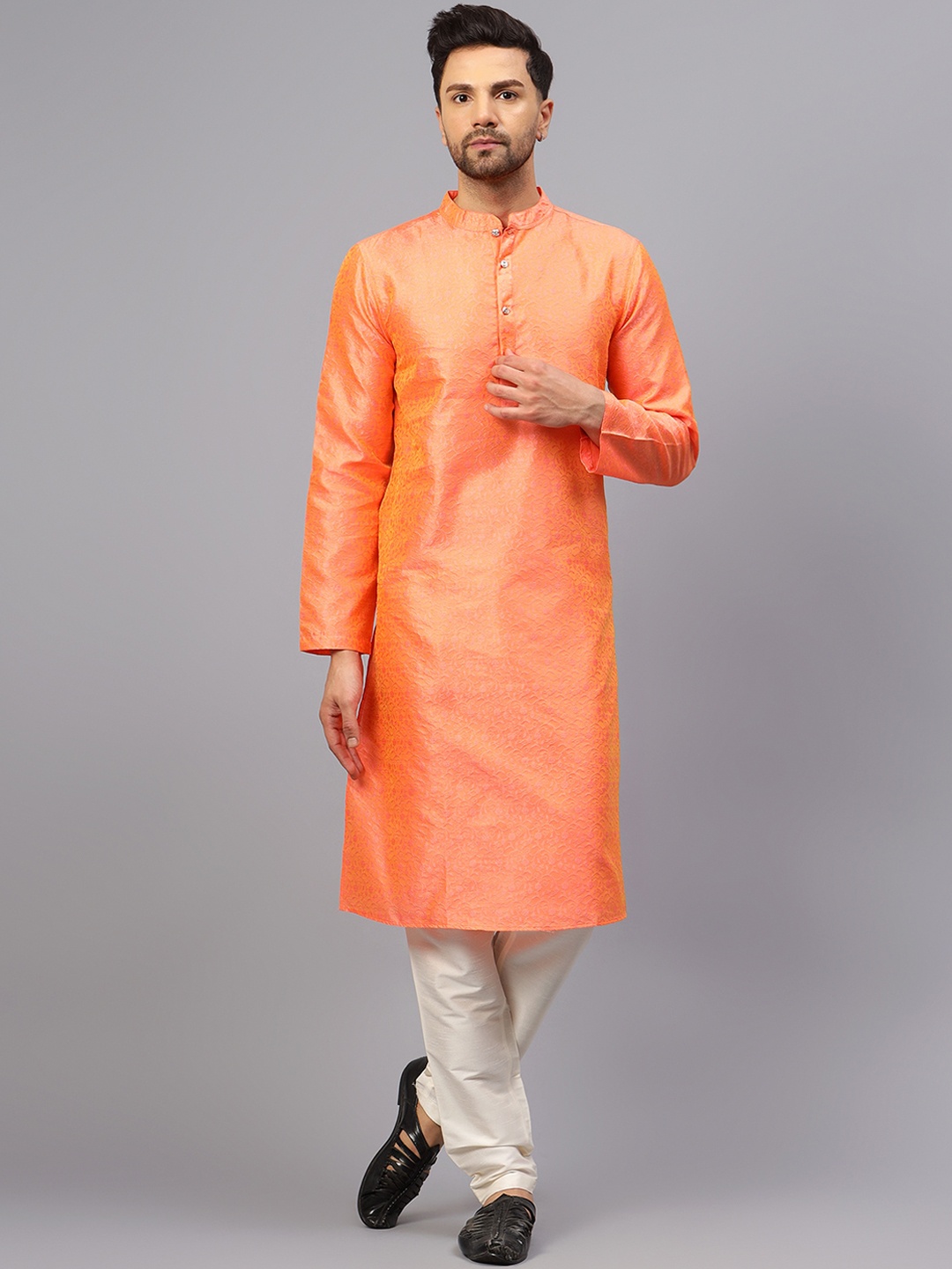 Latest Chikan Garments Ethnic Motifs Woven Design Jacquard Chikankari Kurta With Churidar, Peach
Latest Chikan Garments Ethnic Motifs Woven Design Jacquard Chikankari Kurta With Churidar, Peach