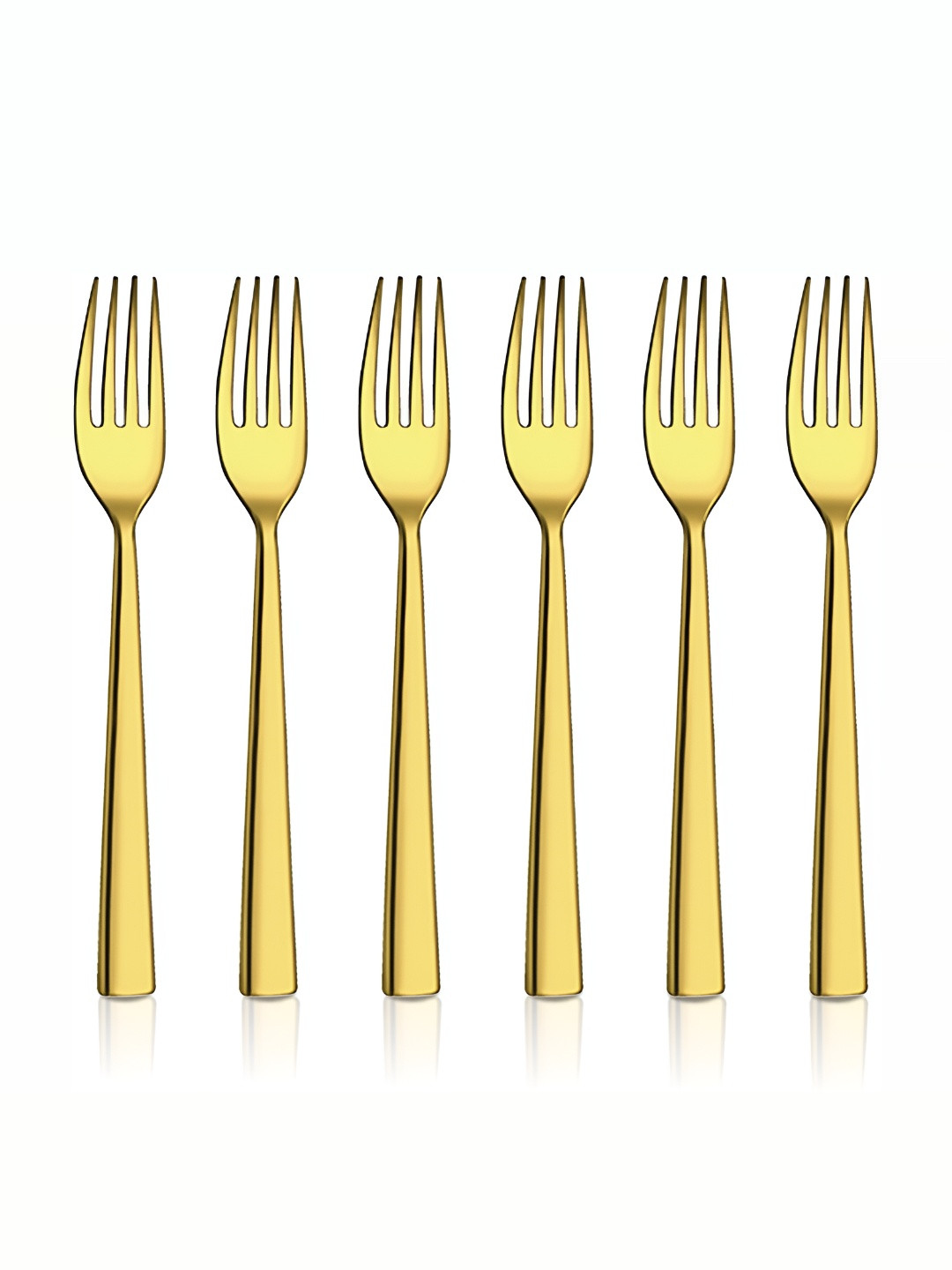 Shri & Sam Set of 6 Lotus Plain Gold-Toned PVD Coating Stainless Steel Tea Forks 
Shri & Sam Set of 6 Lotus Plain Gold-Toned PVD Coating Stainless Steel Tea Forks