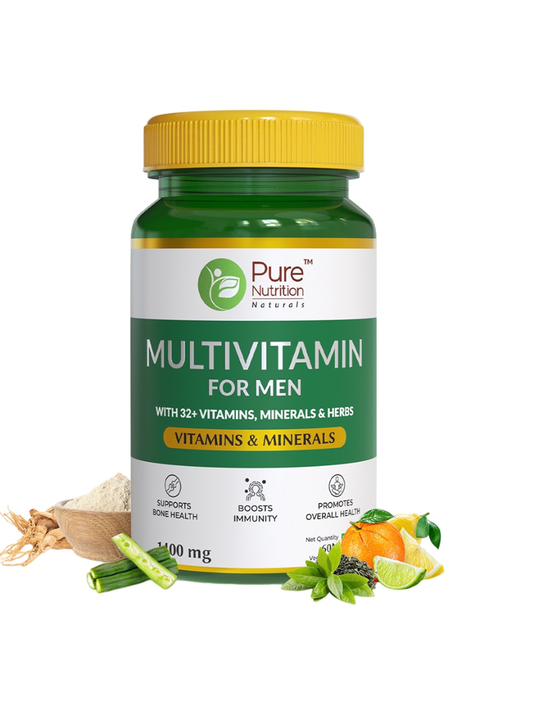 Pure Nutrition Multivitamins To Support Bone Health & Boost Immunity - 60 Tablets, Green
Pure Nutrition Multivitamins To Support Bone Health & Boost Immunity - 60 Tablets, Green