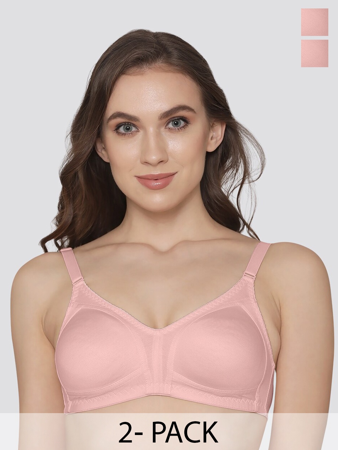 K LINGERIE Pack of 2 Kwid Wirefree Full Coverage Support Plus Size T-Shirt Bra, Peach
K LINGERIE Pack of 2 Kwid Wirefree Full Coverage Support Plus Size T-Shirt Bra, Peach