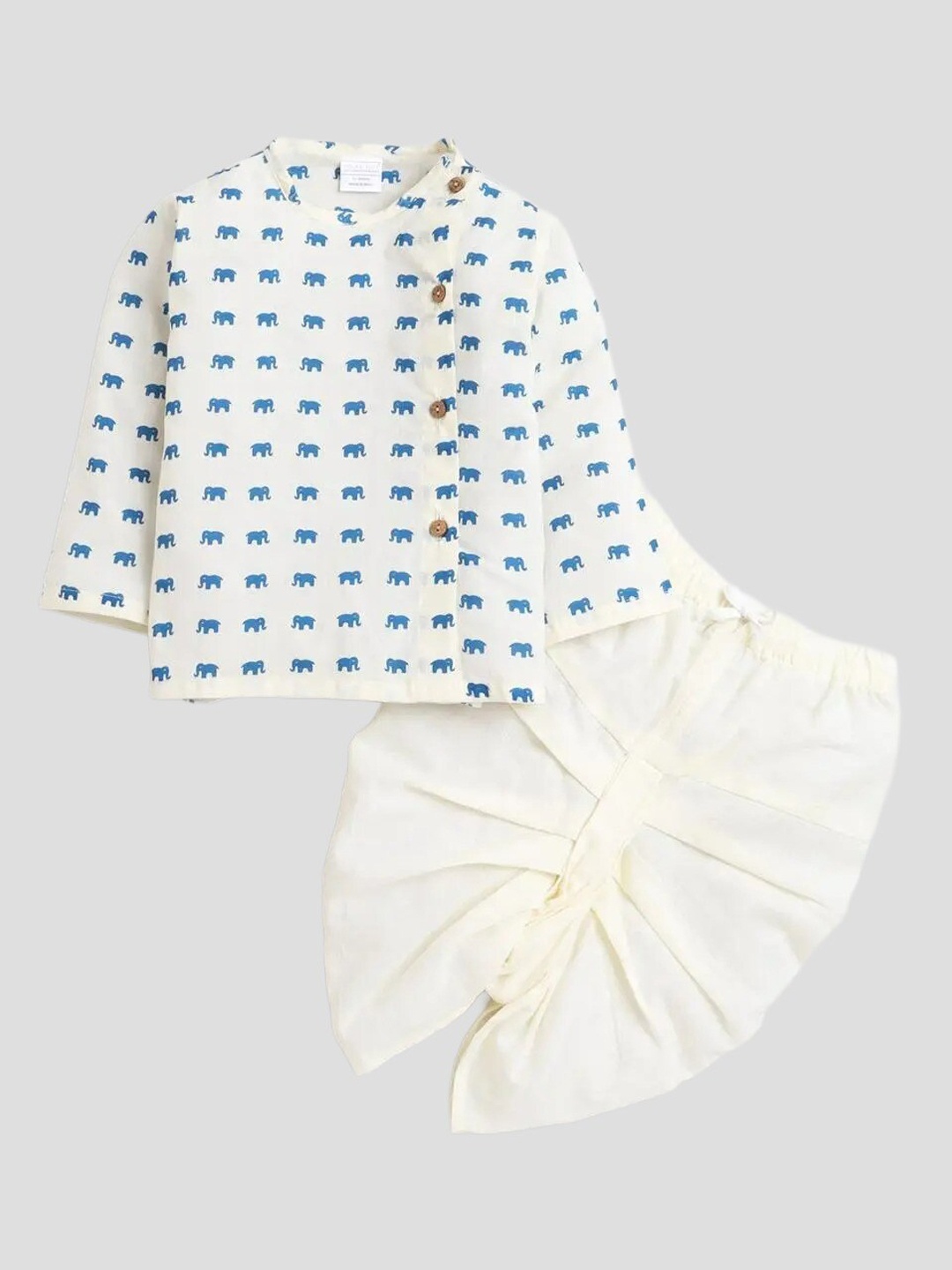 Polka Tots Kids Round Neck Animal Printed Regular Pure Cotton Kurta with Dhoti Pants, Cream
Polka Tots Kids Round Neck Animal Printed Regular Pure Cotton Kurta with Dhoti Pants, Cream