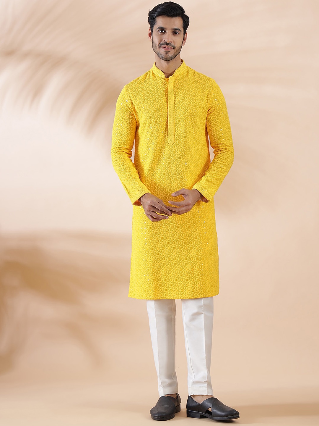 THE KURTA COMPANY Lucknowi Embroidered Cotton Sequined Chikankari Straight Kurta, Yellow
THE KURTA COMPANY Lucknowi Embroidered Cotton Sequined Chikankari Straight Kurta, Yellow