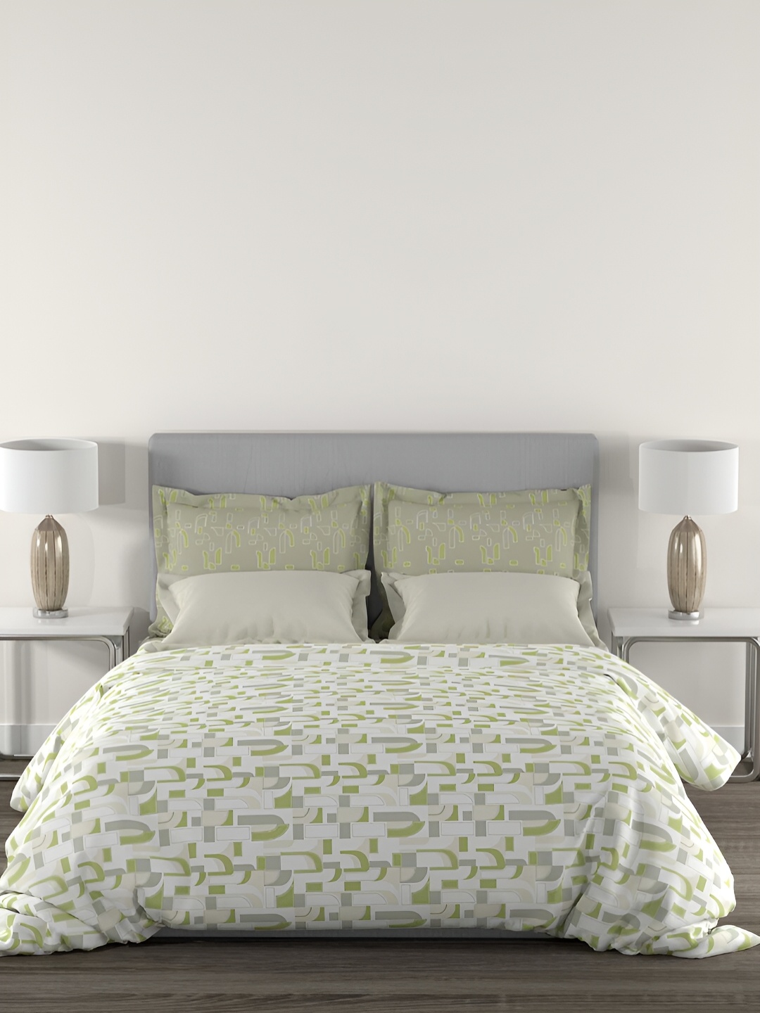 MYTRIDENT Green & White Abstract Printed Cotton 144 TC Queen Bedsheet With 2 Pillow Covers
MYTRIDENT Green & White Abstract Printed Cotton 144 TC Queen Bedsheet With 2 Pillow Covers