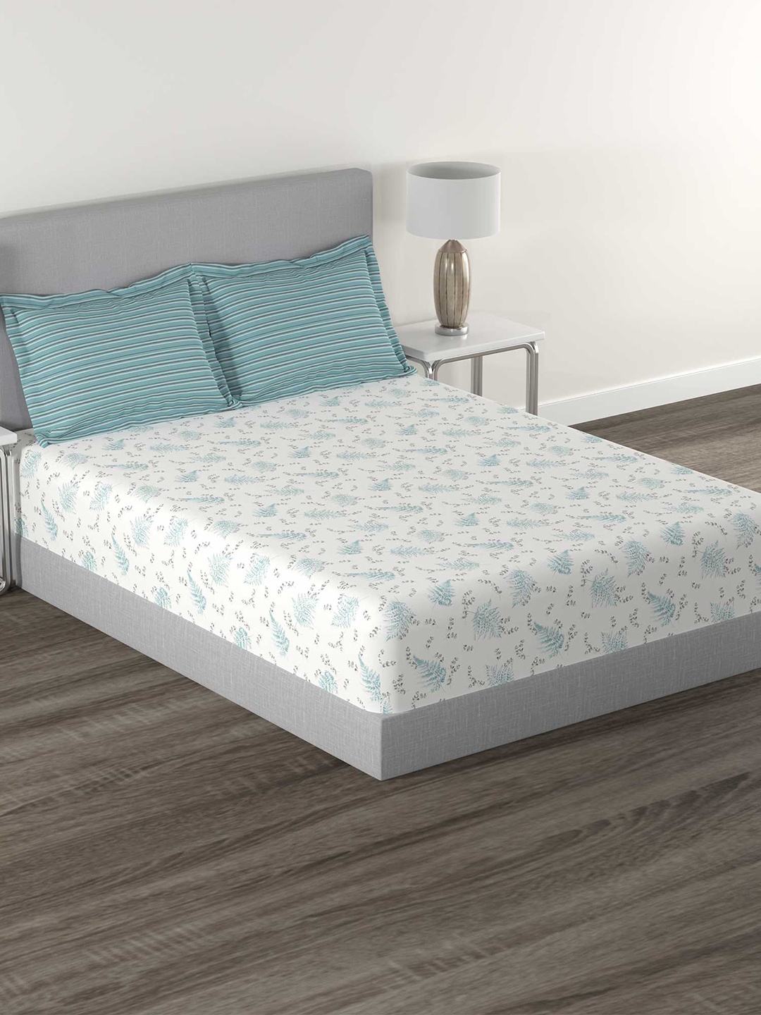 MYTRIDENT Dionna Aqua Flat 144TC Queen Cotton 1 Bedsheet with 2 Pillow Covers, White
MYTRIDENT Dionna Aqua Flat 144TC Queen Cotton 1 Bedsheet with 2 Pillow Covers, White