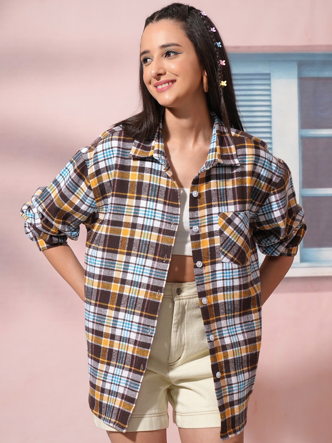Tokyo Talkies Tartan Checks Opaque Full Sleeves Pocket Detailing Regular Fit Casual Shirt, White
Tokyo Talkies Tartan Checks Opaque Full Sleeves Pocket Detailing Regular Fit Casual Shirt, White