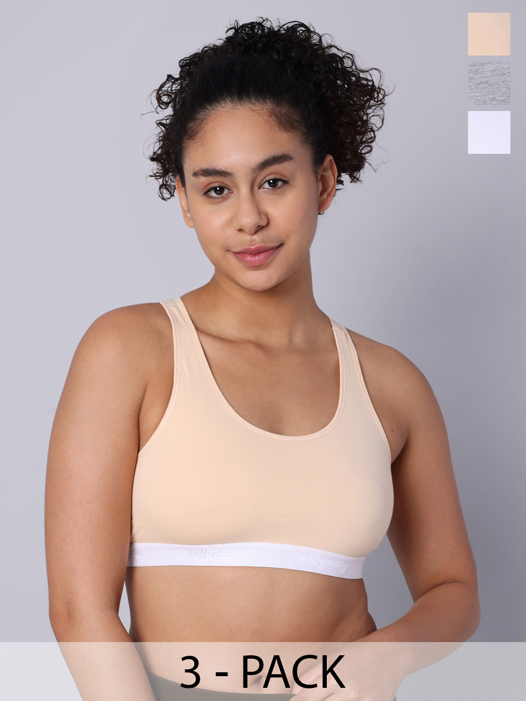 Sillysally Pack of 3 Full Coverage Racerback Super Support Bra All Day Comfort, Peach 
Sillysally Pack of 3 Full Coverage Racerback Super Support Bra All Day Comfort, Peach