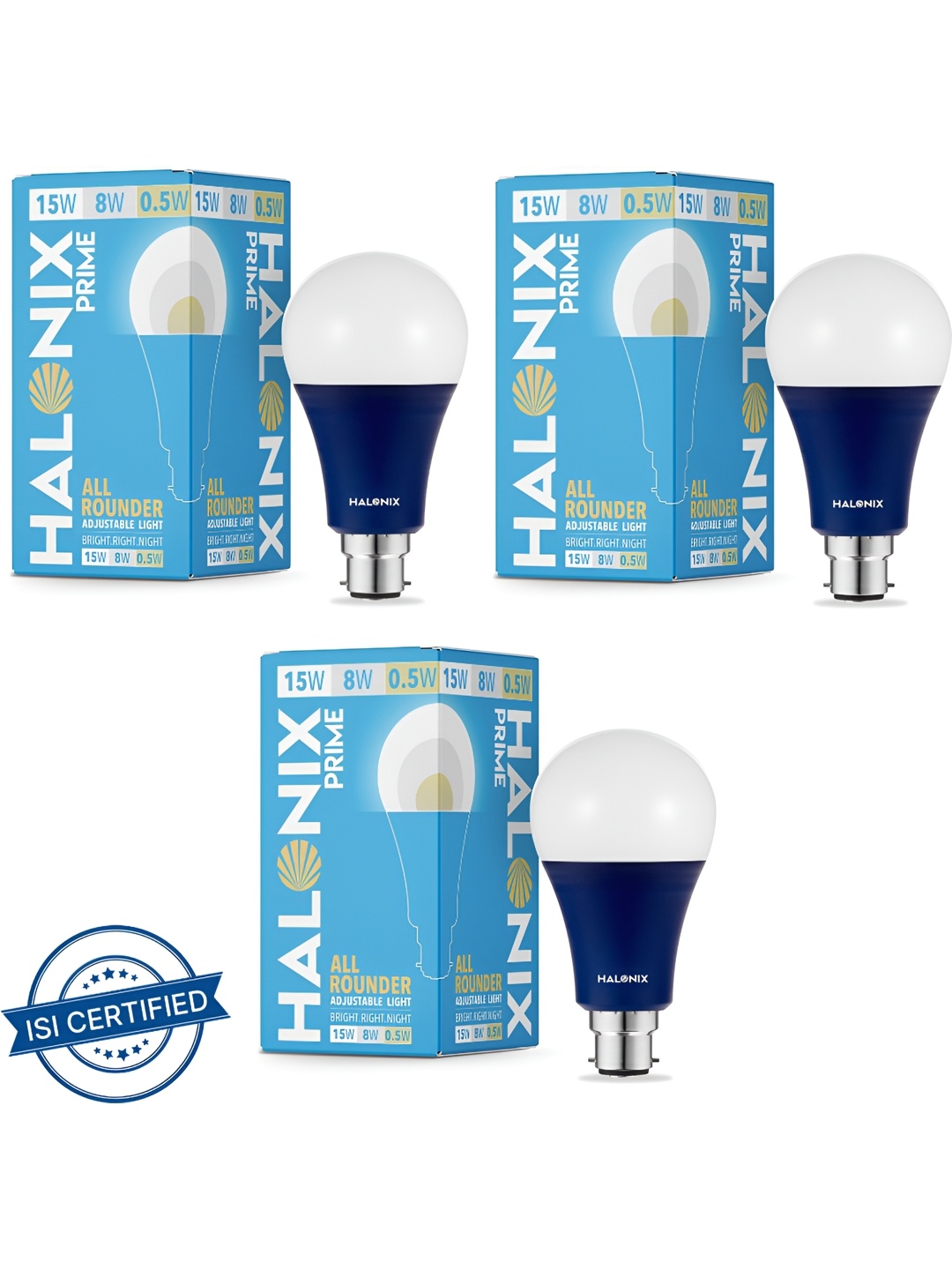 Halonix White & Blue 3 Pieces Contemporary Bell Shaped Wall Lamps