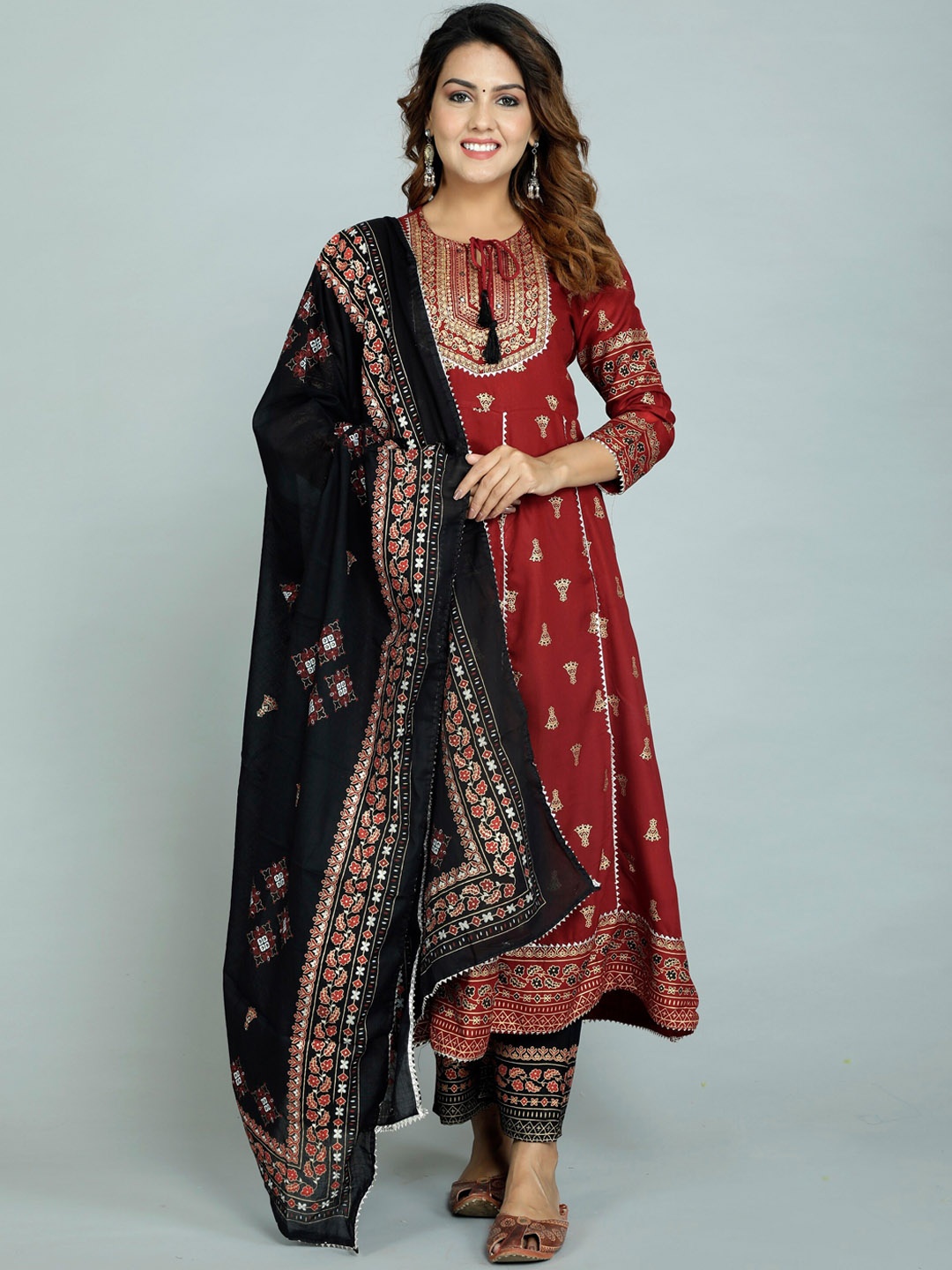 Misti Exim Ethnic Motifs Printed Panelled Anarkali Kurta with Trousers & With Dupatta, Maroon
Misti Exim Ethnic Motifs Printed Panelled Anarkali Kurta with Trousers & With Dupatta, Maroon