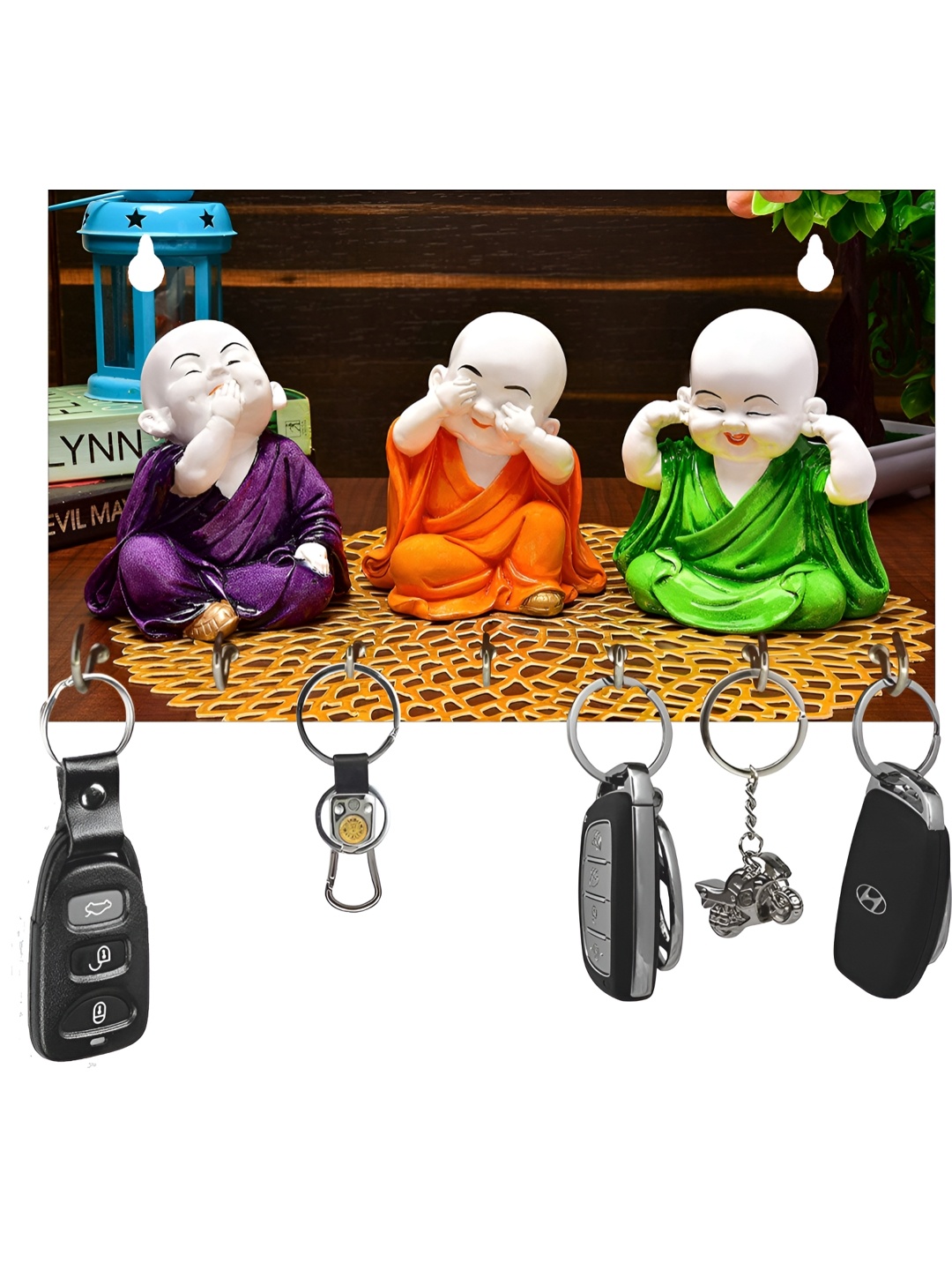 Craft Smith Orange & Brown Wooden 5 Hook Key Holders