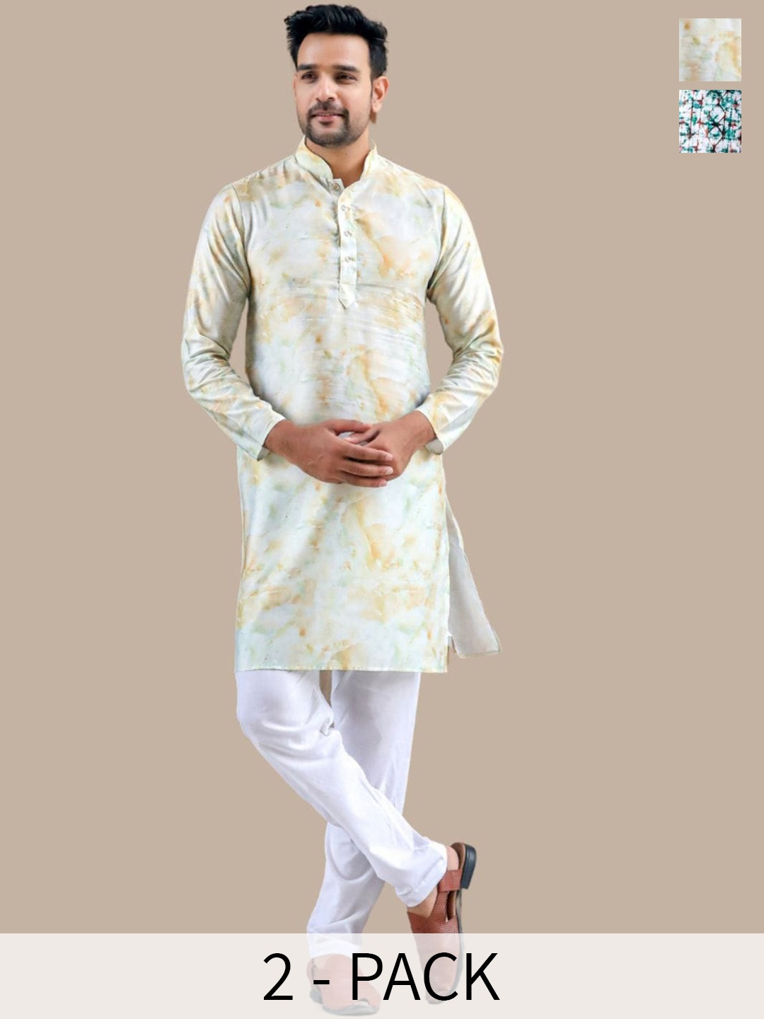 Aanys Culture Selection Of 2 Abstract Printed Mandarin Collar Dobby Weave Straight Kurtas, White
Aanys Culture Selection Of 2 Abstract Printed Mandarin Collar Dobby Weave Straight Kurtas, White