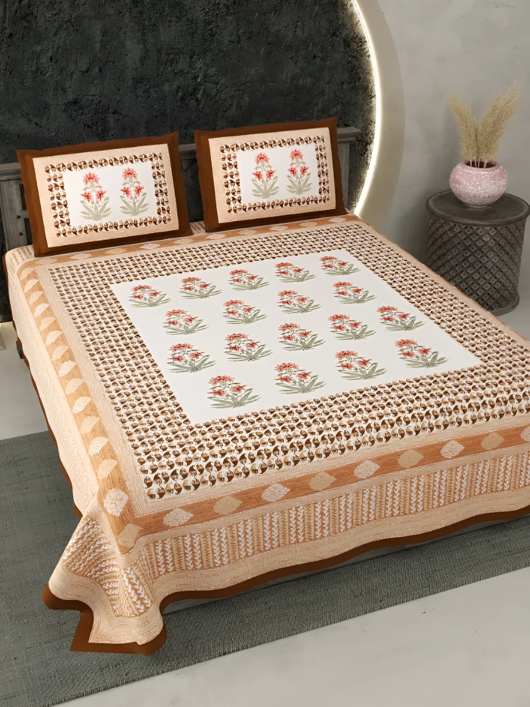 LIVING ROOTS Super King Size Jaipur Block Print Cotton Double Bedsheet & 2 Pillow Covers, Brown
LIVING ROOTS Super King Size Jaipur Block Print Cotton Double Bedsheet & 2 Pillow Covers, Brown