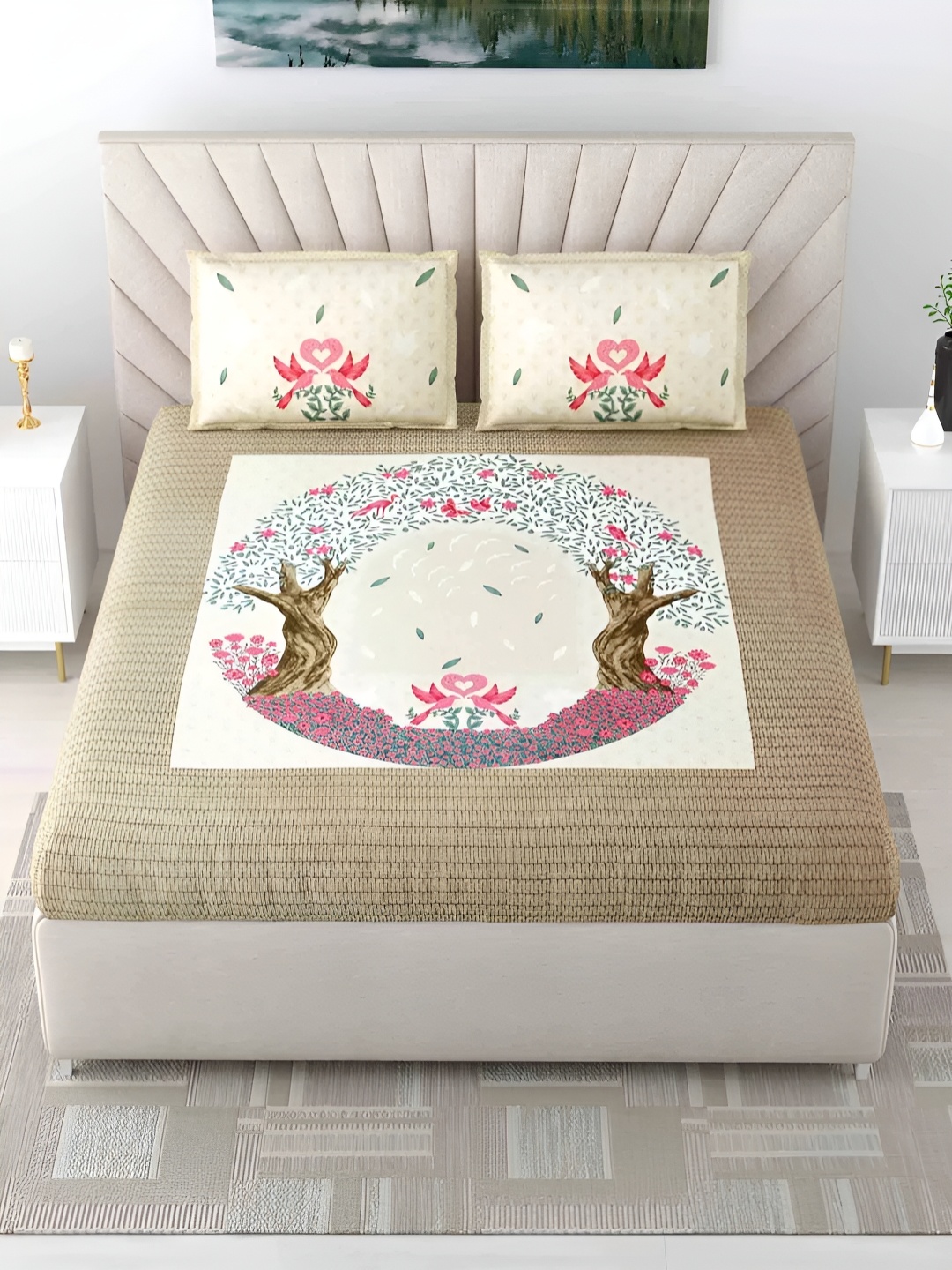 LIVING ROOTS Super King Size Jaipur Block Print Cotton Double Bedsheet & 2 Pillow Covers, Beige
LIVING ROOTS Super King Size Jaipur Block Print Cotton Double Bedsheet & 2 Pillow Covers, Beige