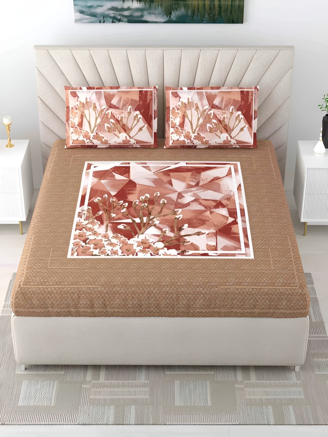 LIVING ROOTS Super King Size Jaipur Block Print Cotton Double Bedsheet & 2 Pillow Covers, Beige
LIVING ROOTS Super King Size Jaipur Block Print Cotton Double Bedsheet & 2 Pillow Covers, Beige