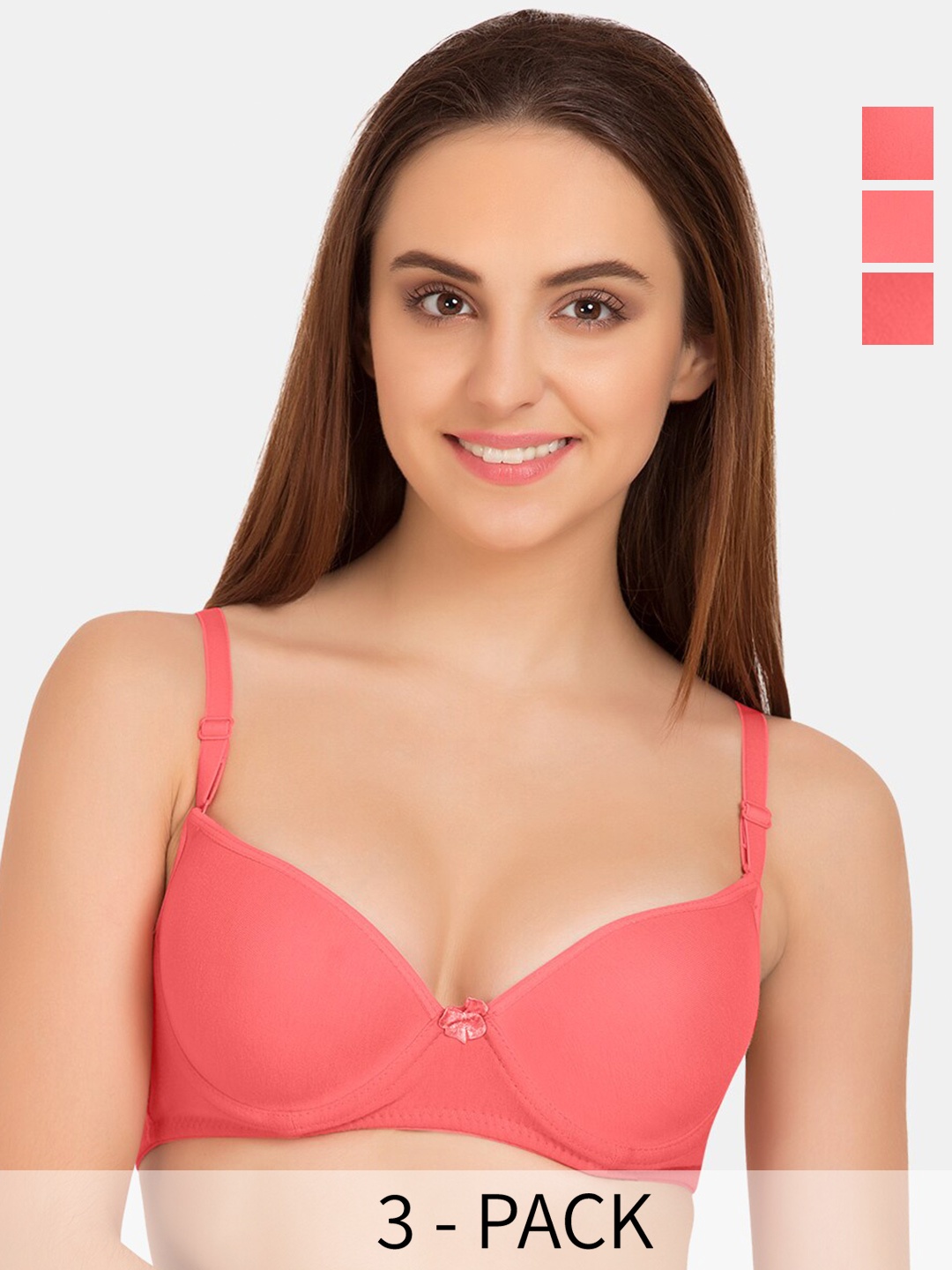 Tweens Pack of 3 Medium Coverage Heavily Padded Push-Up Bras with All Day Comfort, Coral
Tweens Pack of 3 Medium Coverage Heavily Padded Push-Up Bras with All Day Comfort, Coral