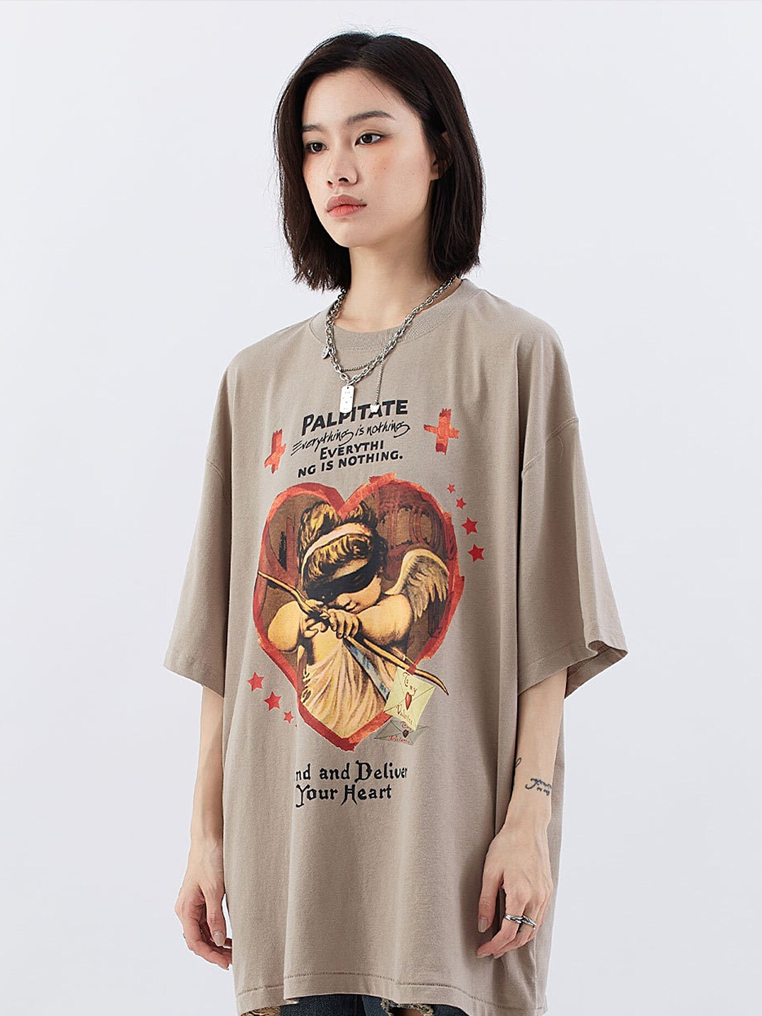 LULU & SKY Typography Printed Drop-Shoulder Sleeves Pure Cotton Longline Boxy T-shirt, Camel brown
LULU & SKY Typography Printed Drop-Shoulder Sleeves Pure Cotton Longline Boxy T-shirt, Camel brown