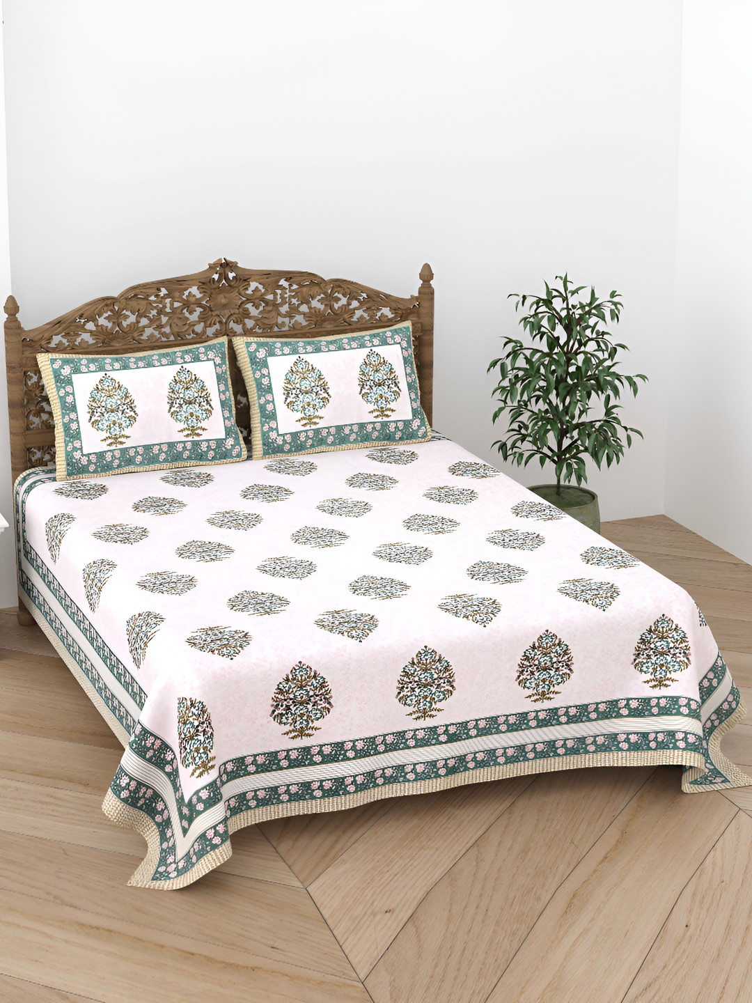 CURIOUS LIFESTYLE White & Blue Floral 300 TC Cotton Flat King Bedsheet & 2 Pillow Covers
CURIOUS LIFESTYLE White & Blue Floral 300 TC Cotton Flat King Bedsheet & 2 Pillow Covers