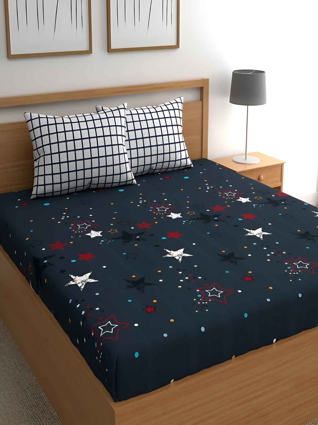 Srijee Decors Navy Blue & White Graphic Printed 210 TC King Bedsheet With 2 Pillow Covers
Srijee Decors Navy Blue & White Graphic Printed 210 TC King Bedsheet With 2 Pillow Covers