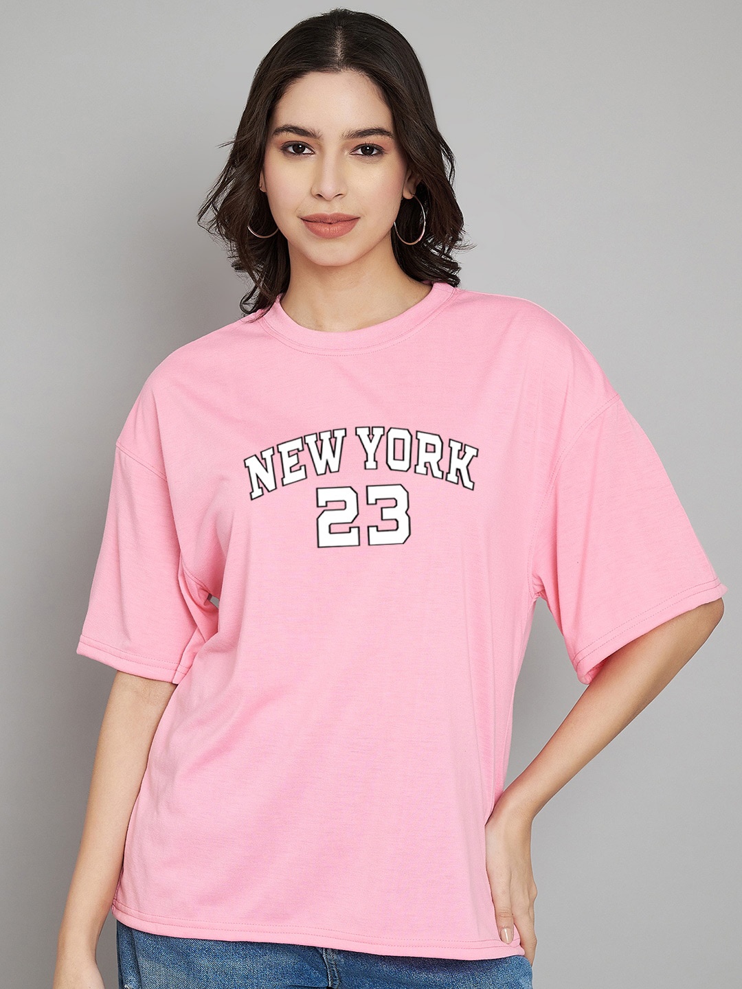 Trend Level Round Neck Drop-Shoulder Sleeves Typography Printed Cotton Oversized T-shirt, Pink
Trend Level Round Neck Drop-Shoulder Sleeves Typography Printed Cotton Oversized T-shirt, Pink