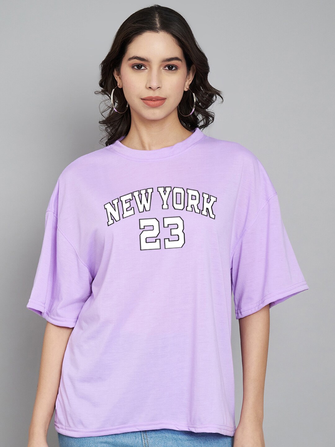 Trend Level Round Neck Typography Printed Drop-Shoulder Sleeves Cotton T-shirt, Lavender
Trend Level Round Neck Typography Printed Drop-Shoulder Sleeves Cotton T-shirt, Lavender