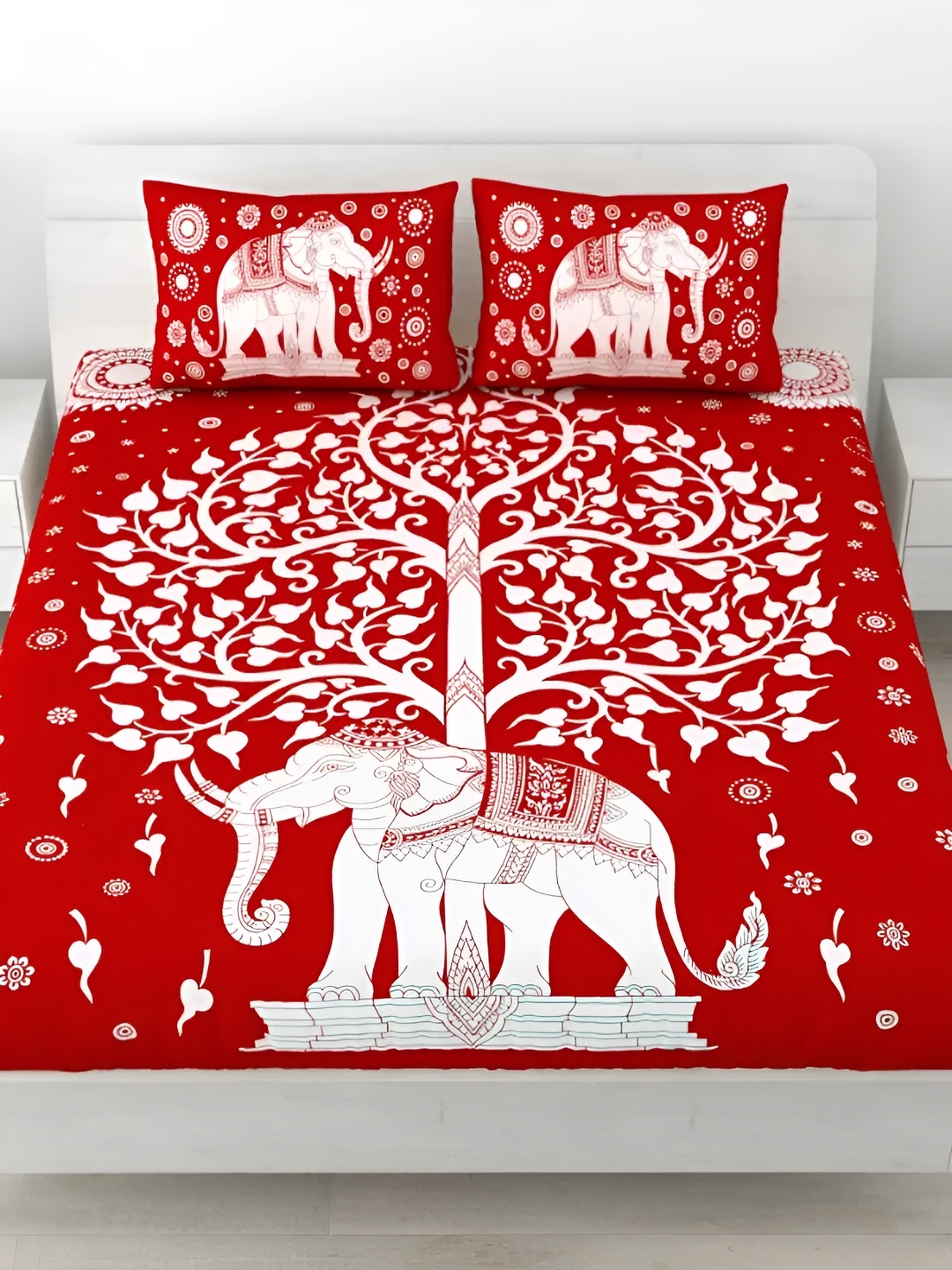 LIVING ROOTS Double Queen Size Jaipur Block Print Cotton Double Bedsheet & 2 Pillow Covers, Red
LIVING ROOTS Double Queen Size Jaipur Block Print Cotton Double Bedsheet & 2 Pillow Covers, Red