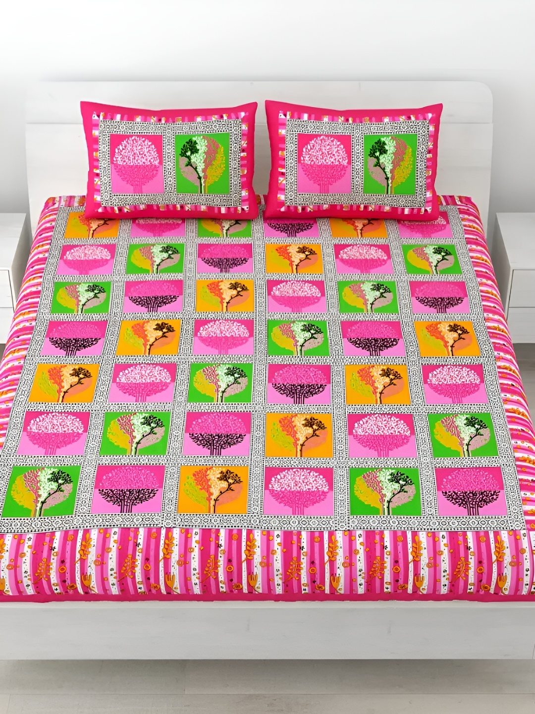 LIVING ROOTS Double Queen Size Jaipur Block Print Cotton Double Bedsheet & 2 Pillow Covers, Pink
LIVING ROOTS Double Queen Size Jaipur Block Print Cotton Double Bedsheet & 2 Pillow Covers, Pink
