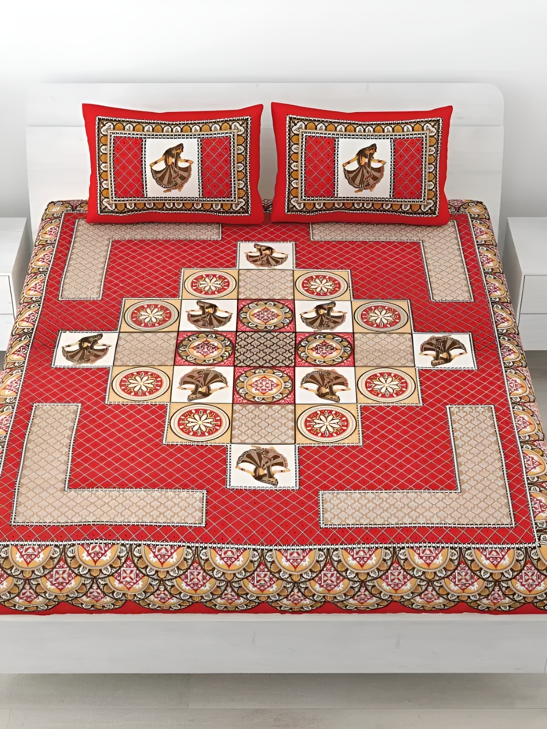 LIVING ROOTS Double Queen Size Jaipur Block Print Cotton Double Bedsheet & 2 Pillow Covers, Red
LIVING ROOTS Double Queen Size Jaipur Block Print Cotton Double Bedsheet & 2 Pillow Covers, Red