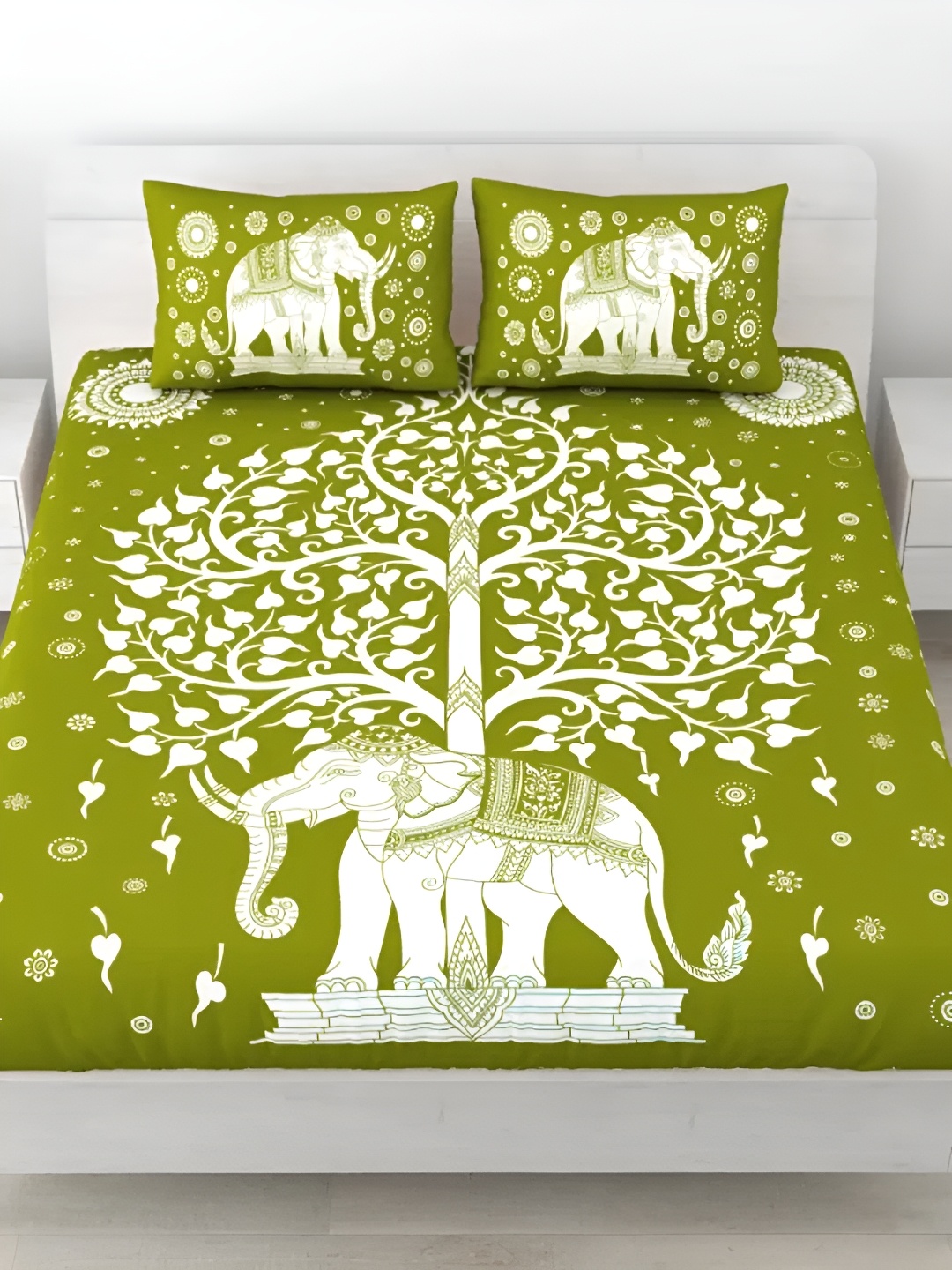 LIVING ROOTS Double Queen Size Jaipur Block Print Cotton Double Bedsheet & 2 Pillow Covers, Green
LIVING ROOTS Double Queen Size Jaipur Block Print Cotton Double Bedsheet & 2 Pillow Covers, Green