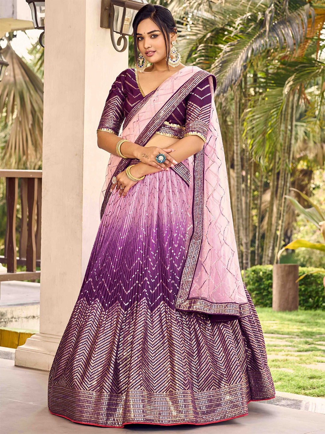 FABPIXEL Embellished Sequinned Semi-Stitched Lehenga & Unstitched Blouse With Dupatta, Purple
FABPIXEL Embellished Sequinned Semi-Stitched Lehenga & Unstitched Blouse With Dupatta, Purple