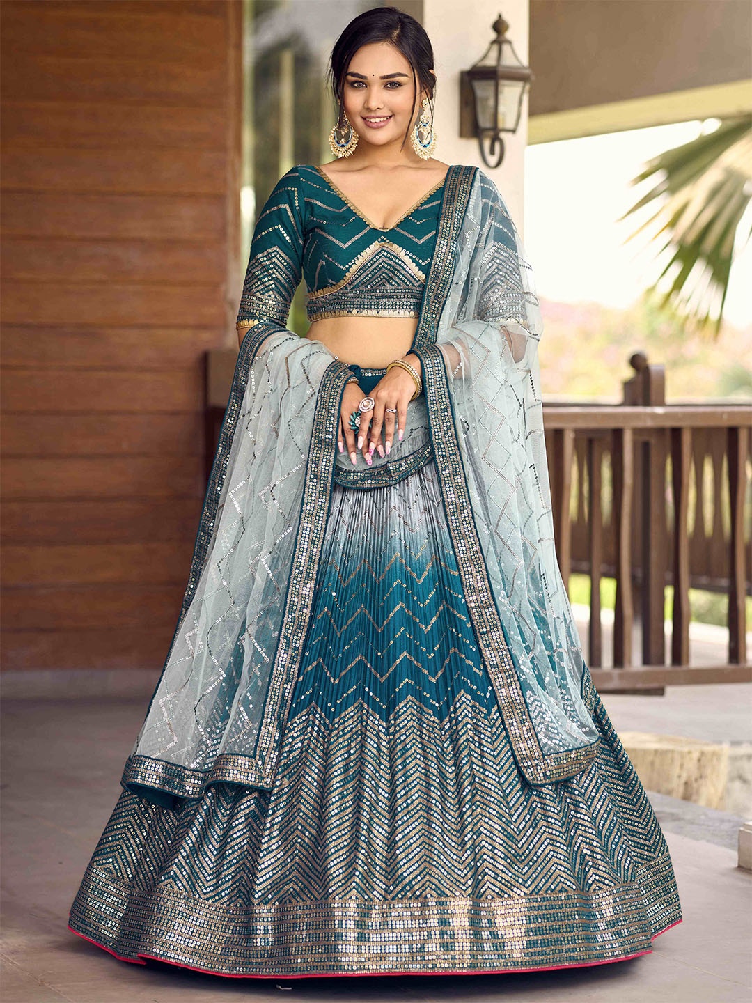 FABPIXEL Embellished Sequinned Semi-Stitched Lehenga & Unstitched Blouse With Dupatta, Blue
FABPIXEL Embellished Sequinned Semi-Stitched Lehenga & Unstitched Blouse With Dupatta, Blue