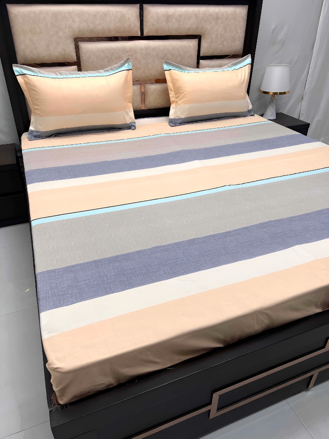 Pure Decor Beige & Blue Striped Queen 240 TC Pure Cotton Bedsheet with 2 Pillow Covers
Pure Decor Beige & Blue Striped Queen 240 TC Pure Cotton Bedsheet with 2 Pillow Covers