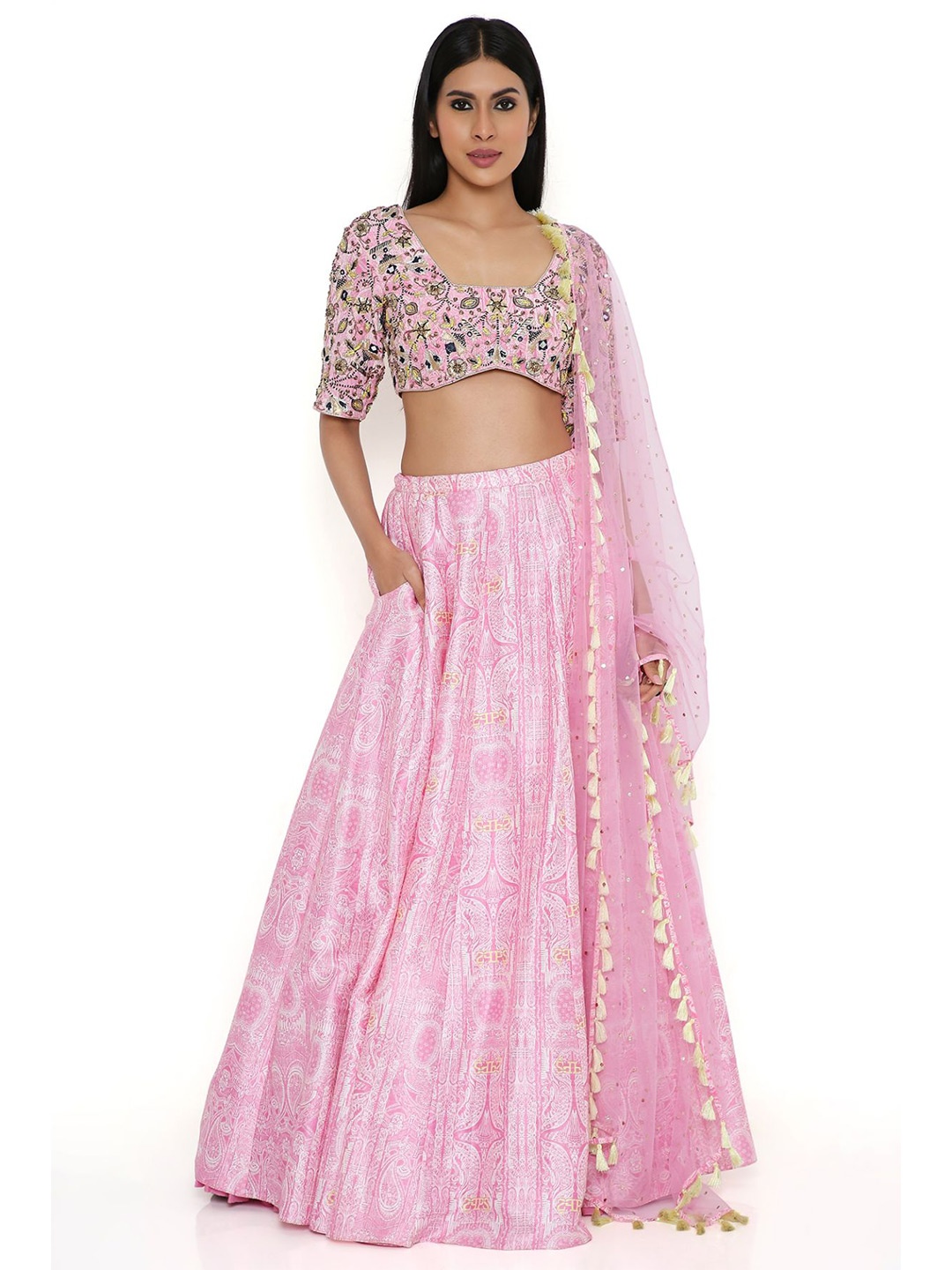 Payal Singhal Floral Embroidered Mirror Work Ready to Wear Lehenga & Blouse With Dupatta, Pink
Payal Singhal Floral Embroidered Mirror Work Ready to Wear Lehenga & Blouse With Dupatta, Pink