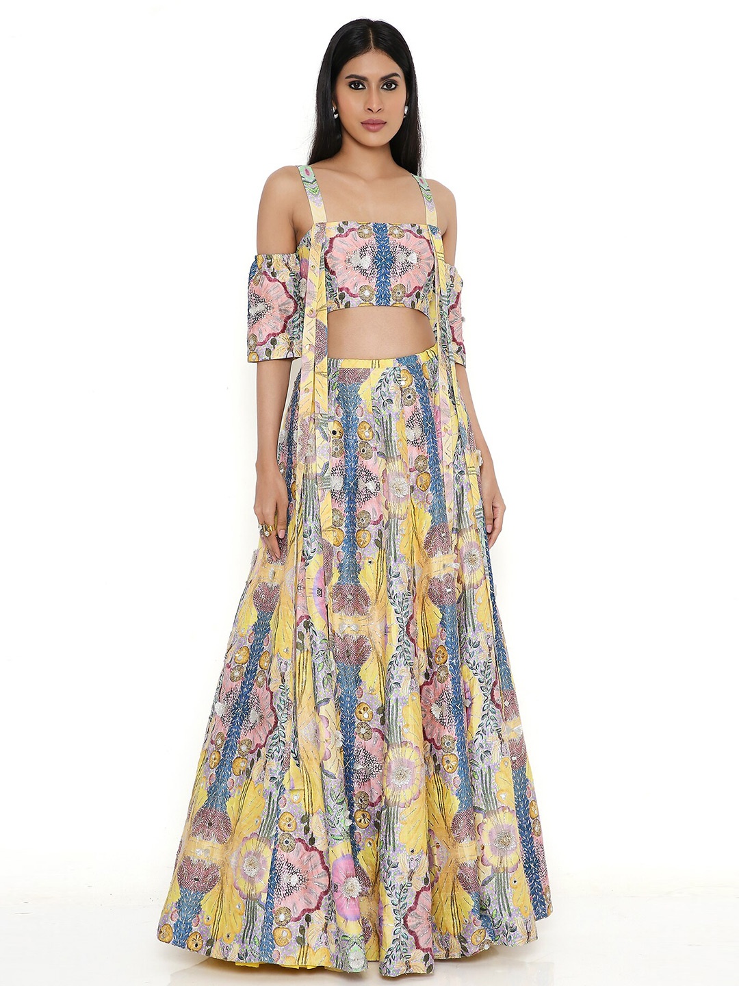 Payal Singhal Floral Embroidered Mirror Work Ready to Wear Lehenga & Blouse, Yellow
Payal Singhal Floral Embroidered Mirror Work Ready to Wear Lehenga & Blouse, Yellow