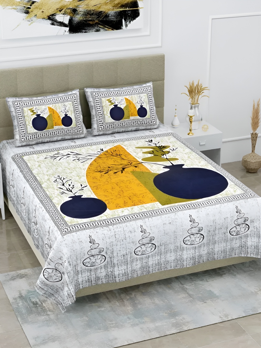 LIVING ROOTS Double Queen Size Jaipur Block Print Cotton Double Bedsheet & 2 Pillow Covers, Blue
LIVING ROOTS Double Queen Size Jaipur Block Print Cotton Double Bedsheet & 2 Pillow Covers, Blue
