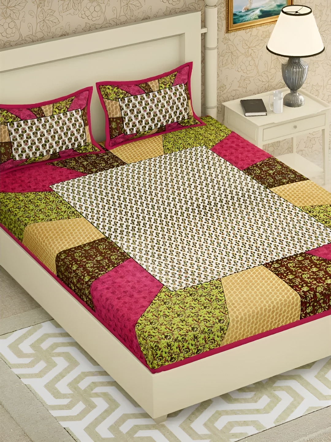 LIVING ROOTS Double Queen Size Jaipur Block Print Cotton Double Bedsheet & 2 Pillow Covers, Pink
LIVING ROOTS Double Queen Size Jaipur Block Print Cotton Double Bedsheet & 2 Pillow Covers, Pink
