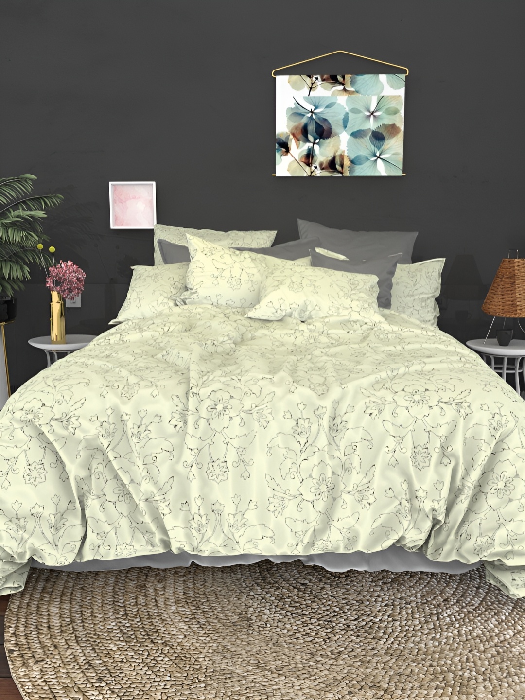 THE WHITE MOSS Grey & Cream-Coloured Cotton 600 TC King Bedsheet with 2 Pillow Covers
THE WHITE MOSS Grey & Cream-Coloured Cotton 600 TC King Bedsheet with 2 Pillow Covers
