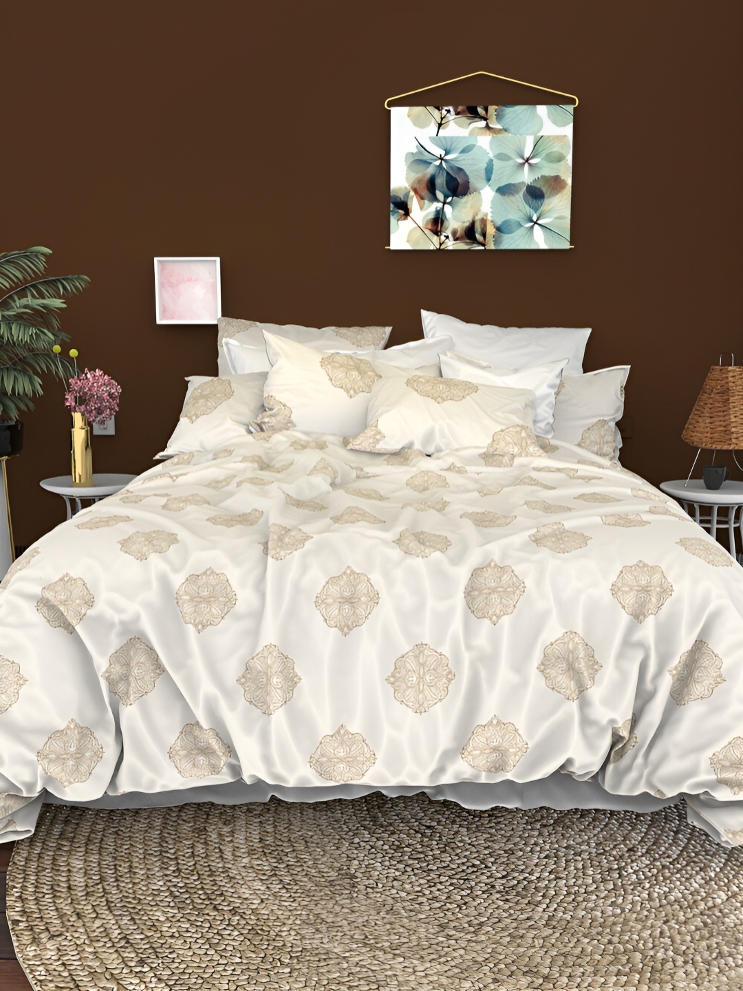THE WHITE MOSS Cream & Brown Ethnic Motifs 600 TC King Bedsheet with 2 Pillow Covers
THE WHITE MOSS Cream & Brown Ethnic Motifs 600 TC King Bedsheet with 2 Pillow Covers