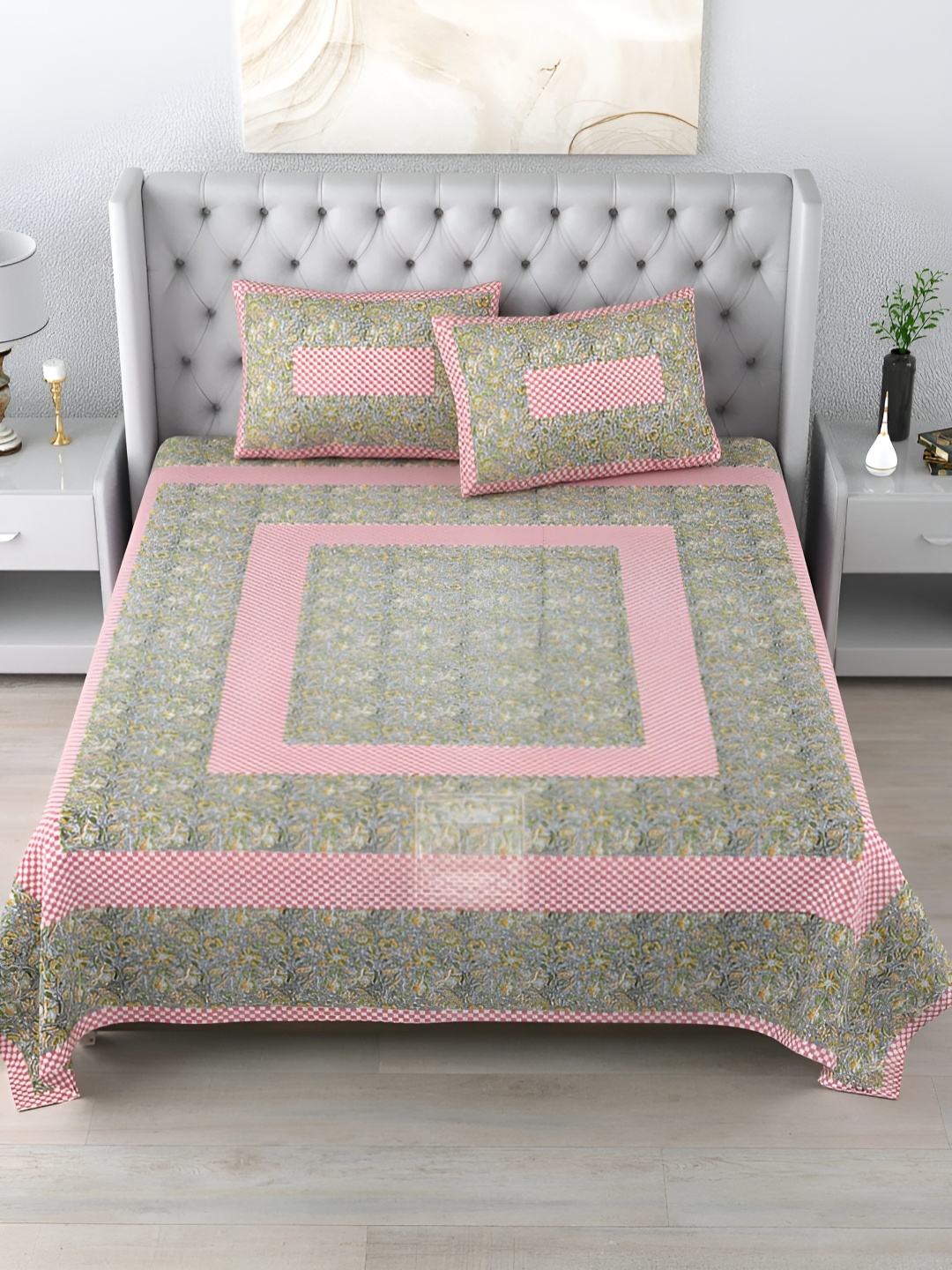 LIVING ROOTS Double King Size Jaipur Block Print Cotton Double Bedsheet & 2 Pillow Covers, Green
LIVING ROOTS Double King Size Jaipur Block Print Cotton Double Bedsheet & 2 Pillow Covers, Green