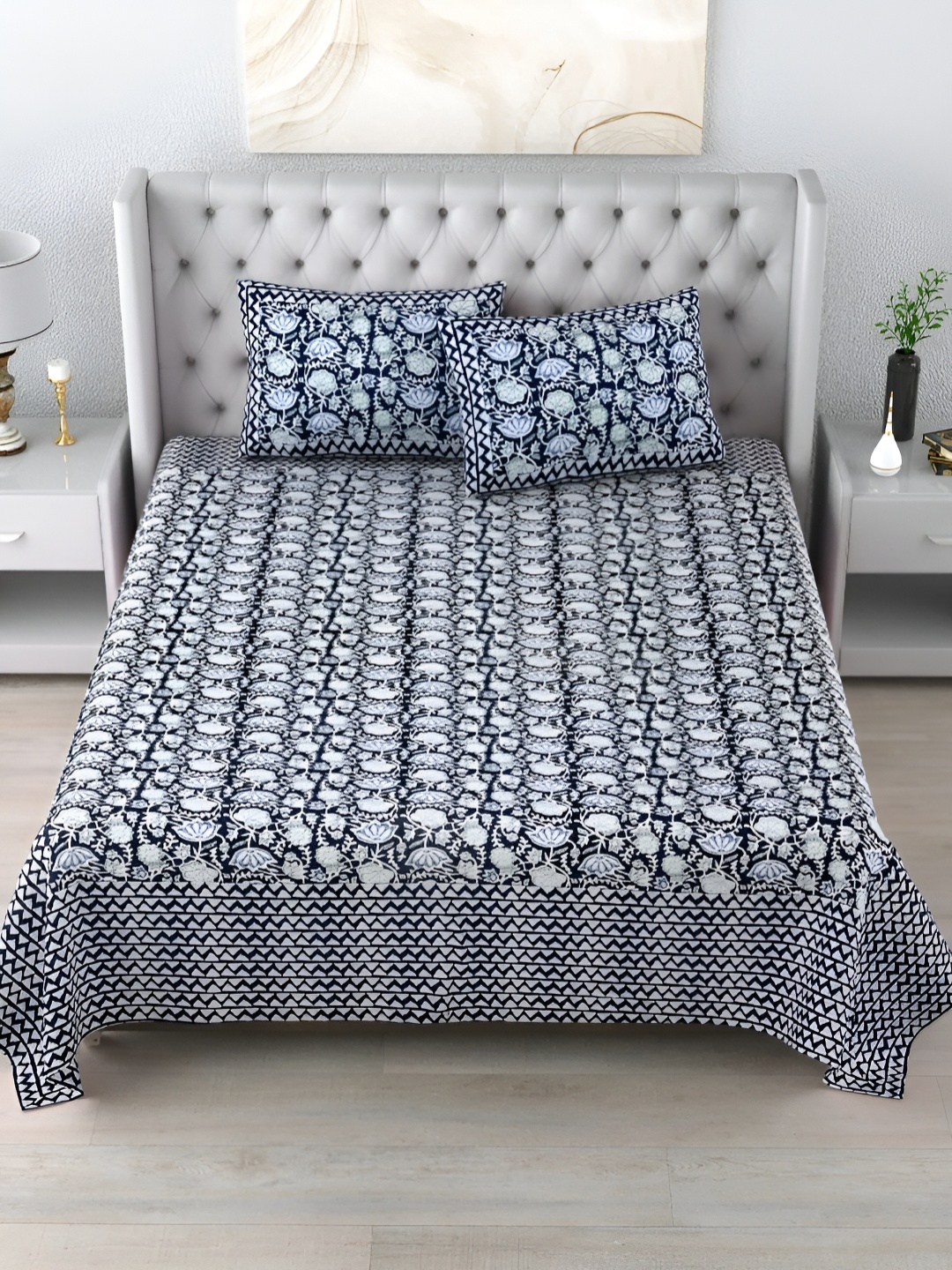 LIVING ROOTS Double King Size Jaipur Block Print Cotton Double Bedsheet & 2 Pillow Covers, Blue
LIVING ROOTS Double King Size Jaipur Block Print Cotton Double Bedsheet & 2 Pillow Covers, Blue