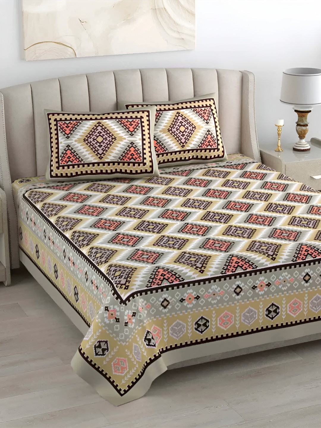 LIVING ROOTS Grey & White Ethnic Motifs Cotton 300 TC King Bedsheet With 2 Pillow Covers
LIVING ROOTS Grey & White Ethnic Motifs Cotton 300 TC King Bedsheet With 2 Pillow Covers