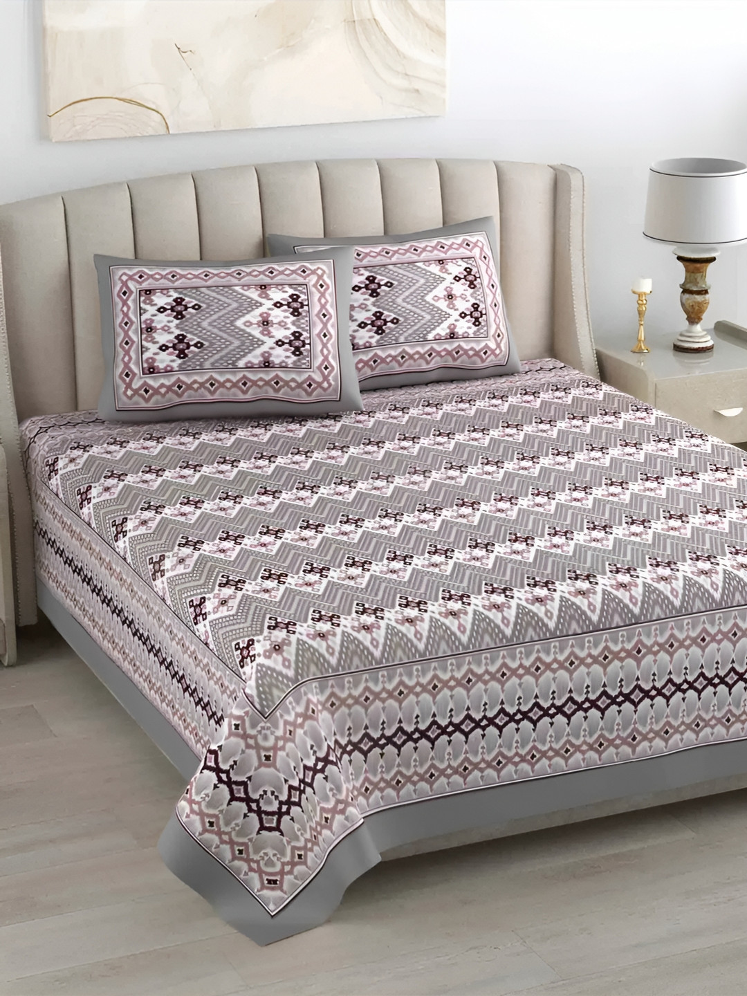LIVING ROOTS Brown & White Ethnic Motifs 300 TC Cotton King Bedsheet with 2 Pillow Covers
LIVING ROOTS Brown & White Ethnic Motifs 300 TC Cotton King Bedsheet with 2 Pillow Covers
