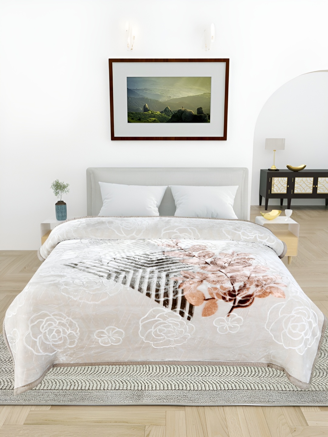 ELSTONE HOME Beige & White Floral Microfiber Heavy Winter 600 GSM Double Bed Blanket
ELSTONE HOME Beige & White Floral Microfiber Heavy Winter 600 GSM Double Bed Blanket