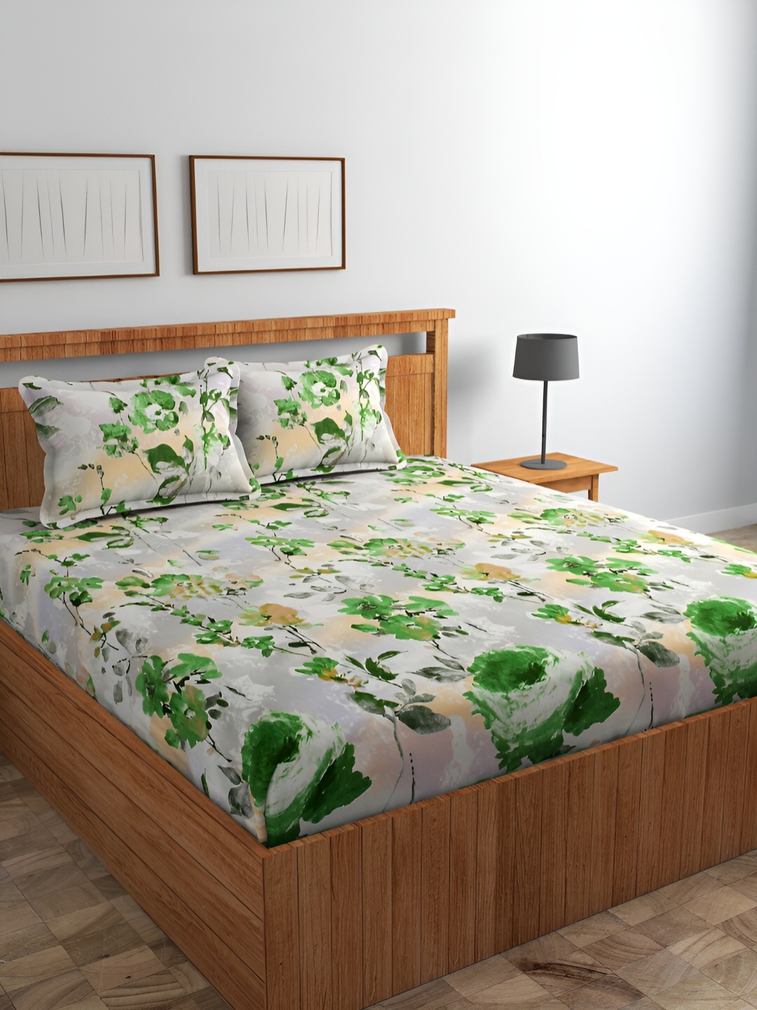 Srijee Decors Green & White Floral 210 TC Cotton King Fitted Bedsheet with 2 Pillow Covers
Srijee Decors Green & White Floral 210 TC Cotton King Fitted Bedsheet with 2 Pillow Covers