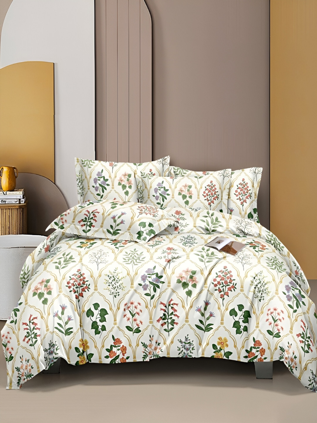 Srijee Decors White & Green Floral 210 TC Cotton King Fitted Bedsheet With 2 Pillow Covers
Srijee Decors White & Green Floral 210 TC Cotton King Fitted Bedsheet With 2 Pillow Covers