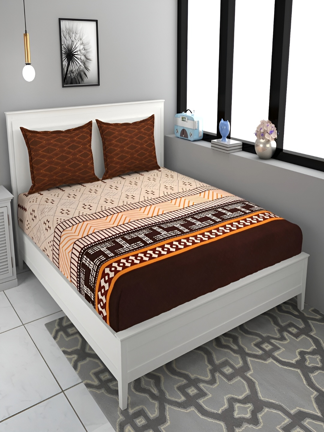 Srijee Decors Brown & White Floral 210 TC Cotton King Fitted Bedsheet With 2 Pillow Covers
Srijee Decors Brown & White Floral 210 TC Cotton King Fitted Bedsheet With 2 Pillow Covers