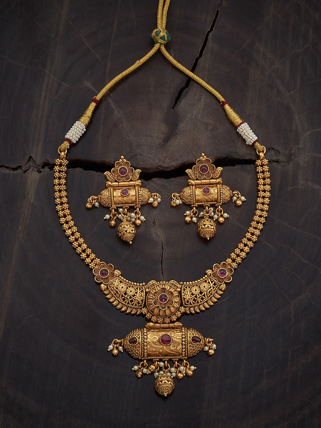 Kushal's Fashion Jewellery Gold-Plated Studded & Beaded Antique Necklace & Earrings
Kushal's Fashion Jewellery Gold-Plated Studded & Beaded Antique Necklace & Earrings