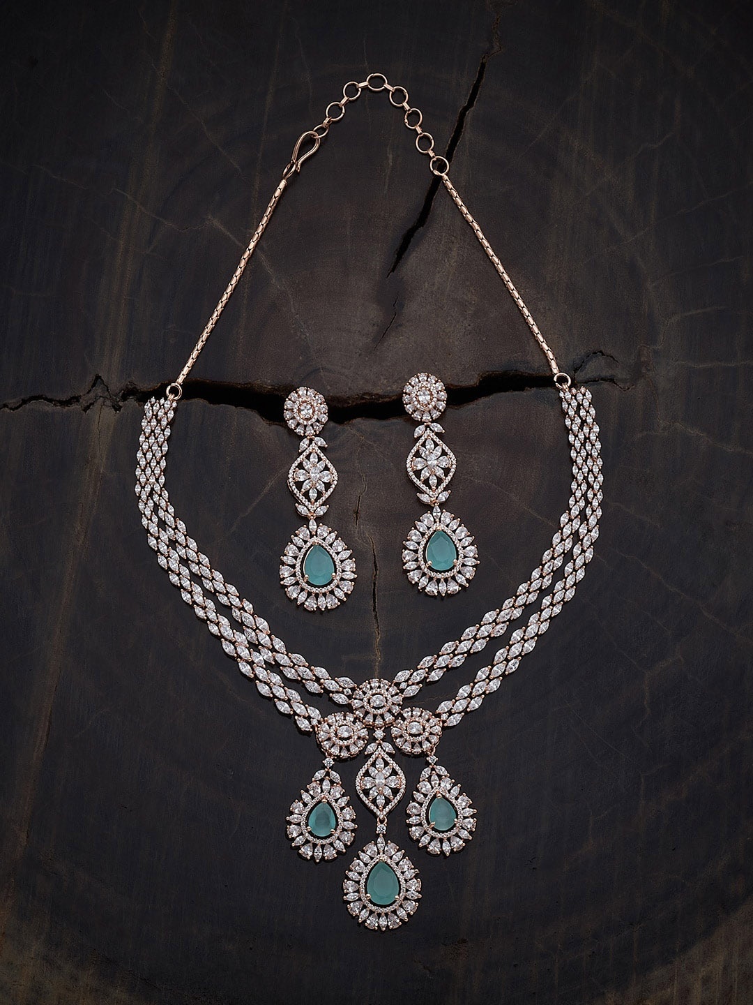 Kushal's Fashion Jewellery Rose Gold Plated Cubic Zirconia Studded Necklace & Earrings
Kushal's Fashion Jewellery Rose Gold Plated Cubic Zirconia Studded Necklace & Earrings