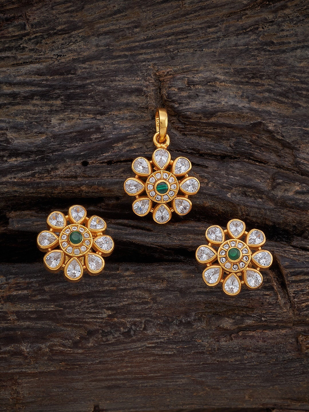 Kushal's Fashion Jewellery 92.5 Pure Silver Gold-Plated Studded Pendant and Earrings
Kushal's Fashion Jewellery 92.5 Pure Silver Gold-Plated Studded Pendant and Earrings