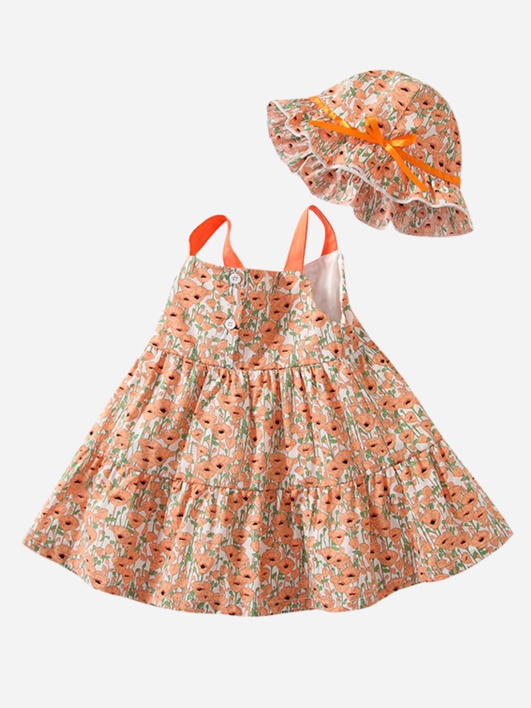 StyleCast Girls Orange-Coloured Floral Printed Gathered Pure Cotton A-Line Dress With Cap
StyleCast Girls Orange-Coloured Floral Printed Gathered Pure Cotton A-Line Dress With Cap
